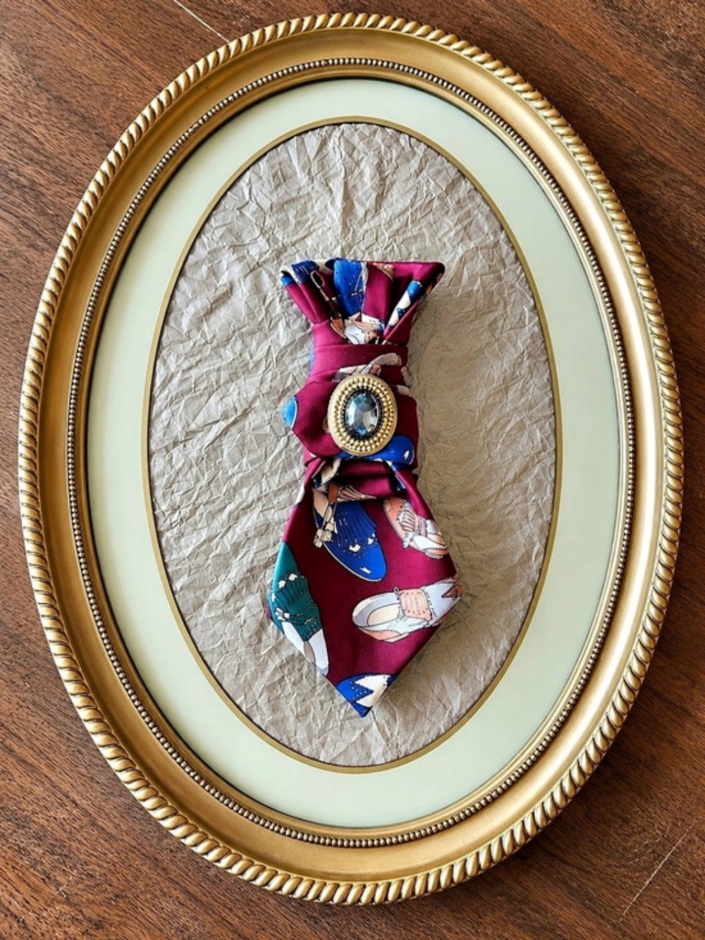 Vinrage Silk Pendant Necklace in Red & Blue